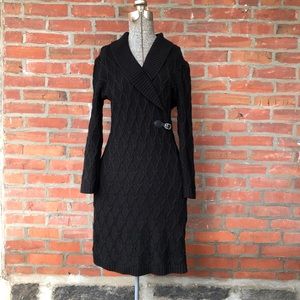 Calvin Klein sweater dress black cable knit
